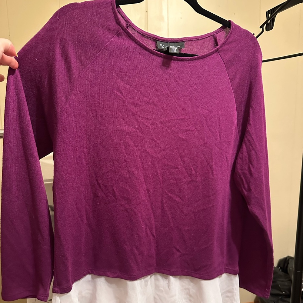 INC International Concepts Purple 3/4 Sleeve Crop Hoodie